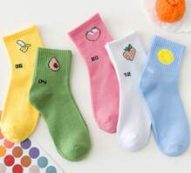 5pairs Random Fruit Print Crew Socks