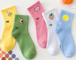 5pairs Random Fruit Print Crew Socks