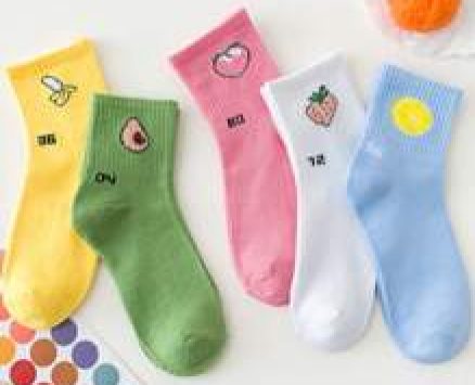 5pairs Random Fruit Print Crew Socks