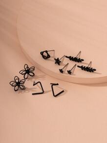 5pairs Star Shaped Stud Earrings