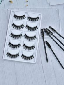 5pairs Volume Eyelashes With 5pcs Brush