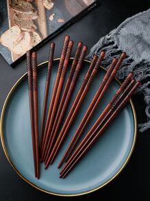 5pairs Wooden Chopsticks Set