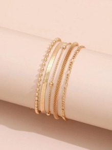 5pcs Bead Decor Chain Anklet