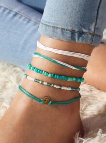 5pcs Beaded & String Anklet