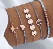 5pcs Disc Decor Bracelet Set