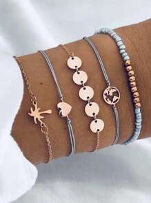 5pcs Disc Decor Bracelet Set