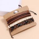 5pcs Guys PU Leather Braided Bracelet