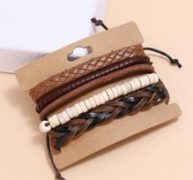 5pcs Guys PU Leather Braided Bracelet
