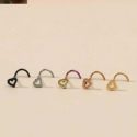 5pcs Heart Decor Nose Ring