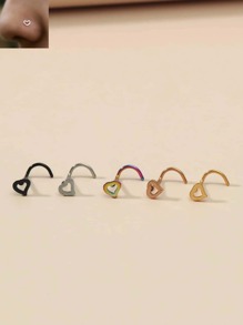 5pcs Heart Decor Nose Ring