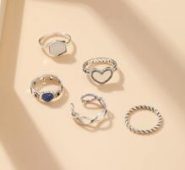 5pcs Heart Decor Ring