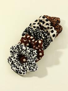 5pcs Leopard Print Scrunchie