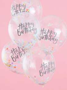 5pcs Letter Print Confetti Balloon