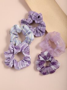 5pcs Plaid Scrunchies