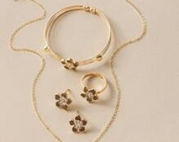 5pcs Rhinestone Decor Floral Decor Jewelry Set