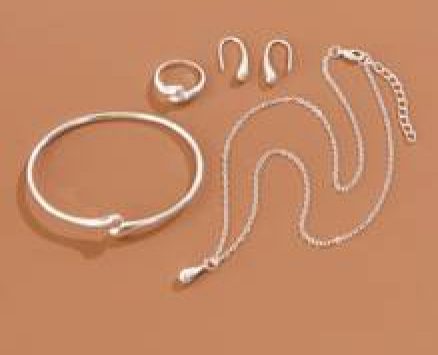 5pcs Simple Plain Jewelry Set