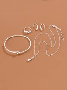 5pcs Simple Plain Jewelry Set