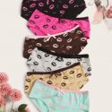 6pack Lip & Letter Pattern Panty Set