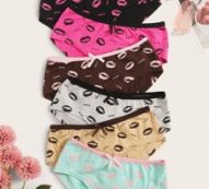 6pack Lip & Letter Pattern Panty Set