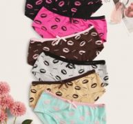6pack Lip & Letter Pattern Panty Set