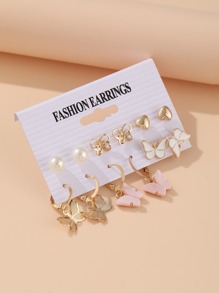 6pairs Butterfly Decor Earrings