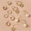 6pairs Coin Decor Earrings