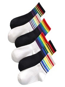 6pairs Colorful Striped Crew Socks