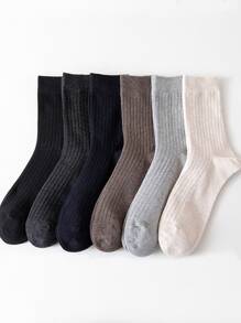 6pairs Guys Solid Crew Socks