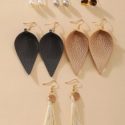 6pairs Tassel Charm Earrings