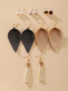 6pairs Tassel Charm Earrings