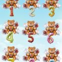 6pcs Cartoon Bear Birthday Balloon