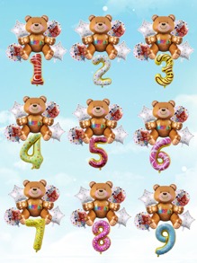 6pcs Cartoon Bear Birthday Balloon