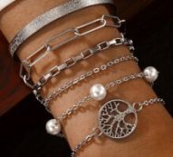 6pcs Faux Pearl Decor Bracelet