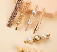 6pcs Faux Pearl & Crystal Decor Hair Clip
