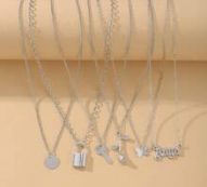 6pcs Floral Pendant Chain Necklace