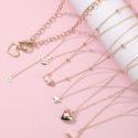 6pcs Heart Decor Chain Necklace