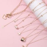 6pcs Heart Decor Chain Necklace