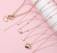 6pcs Heart Decor Chain Necklace