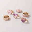 6pcs Heart Decor Ring