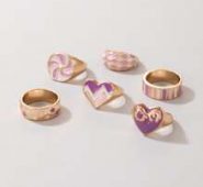 6pcs Heart Decor Ring