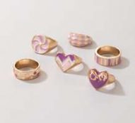 6pcs Heart Decor Ring