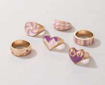 6pcs Heart Decor Ring