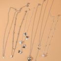 6pcs Heart Pendant Chain Necklace