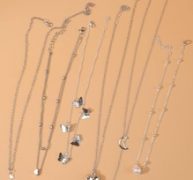 6pcs Heart Pendant Chain Necklace