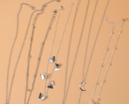 6pcs Heart Pendant Chain Necklace