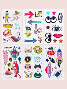 6pcs Kids Cartoon Graphic Tattoo Sticker