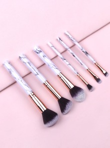 6pcs Marble Pattern Handle Makeup Brush