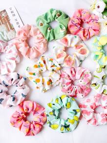 6pcs Random Fruit Pattern Scrunchie