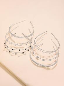 6pcs Rhinestone Decor Hair Hoop