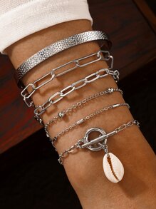 6pcs Shell Decor Chain Bracelet